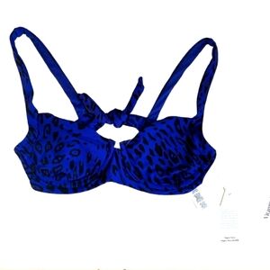 NEW $135 VITAMIN A SWIM Blue Leopard Print Women's Bra TOP SIZE M/8